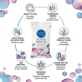 No-Rinse brand close-up of inner liner texture, gentle scalp comfort benefit