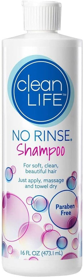 Label close-up on No-Rinse bottle highlighting ingredients and Made in USA reassurance