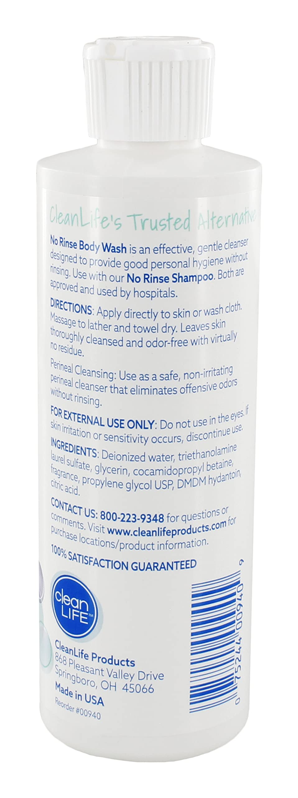 No-Rinse pump and label close-up highlighting clear ingredient info