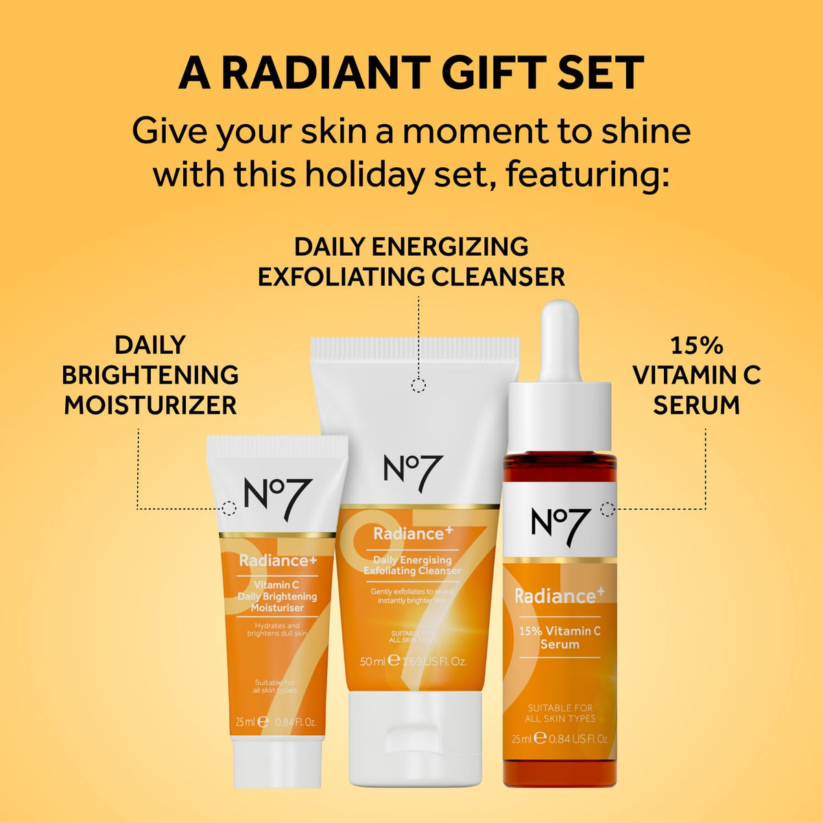 No7 15% Vitamin C serum dropper dispensing clear serum for targeted antioxidant support