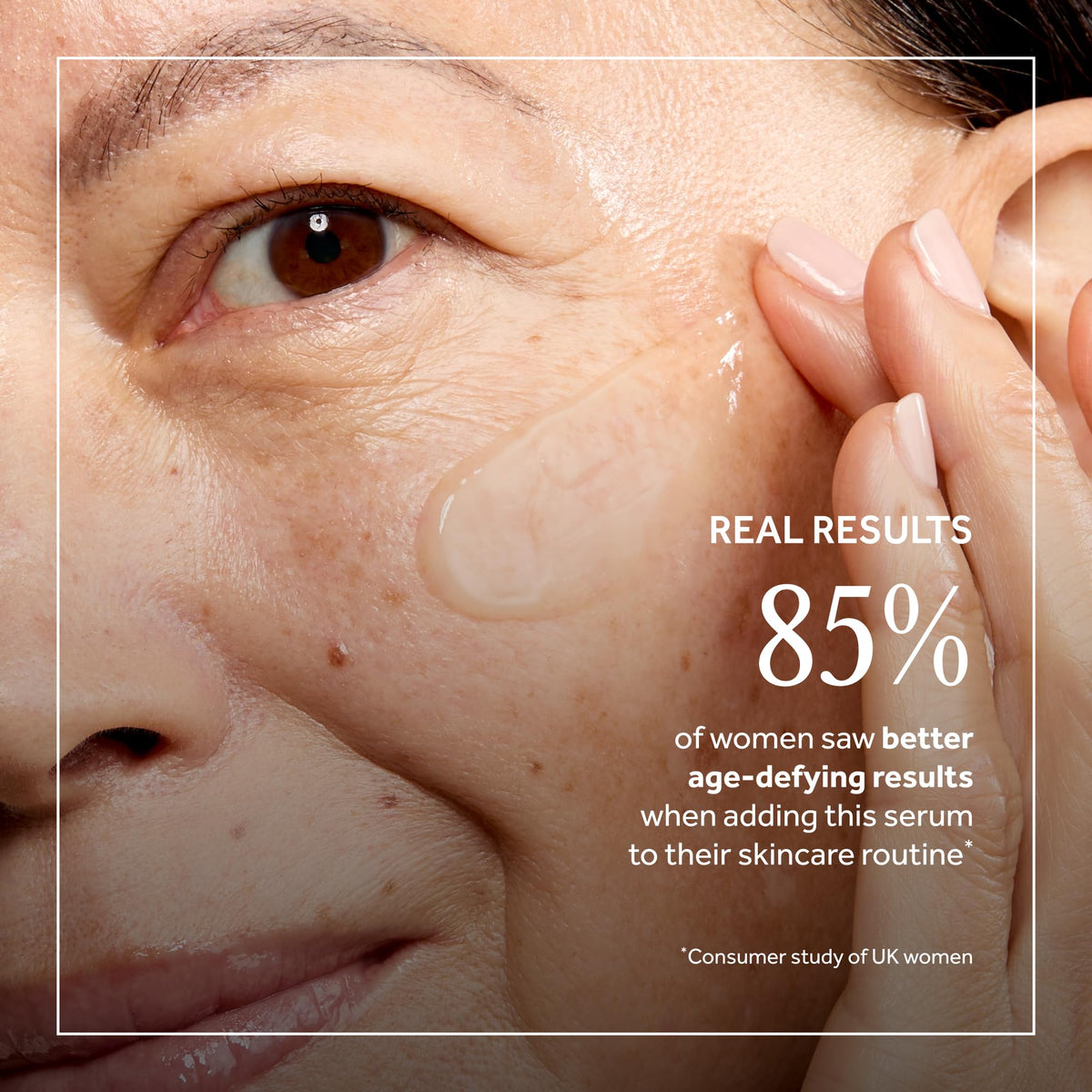 No7 serum applied to face and neck demonstrating easy layering and absorption