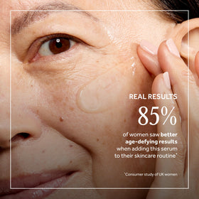 No7 serum applied to face and neck demonstrating easy layering and absorption