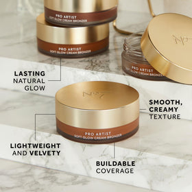 No7 bronzer held in hand to show compact size and travel convenience