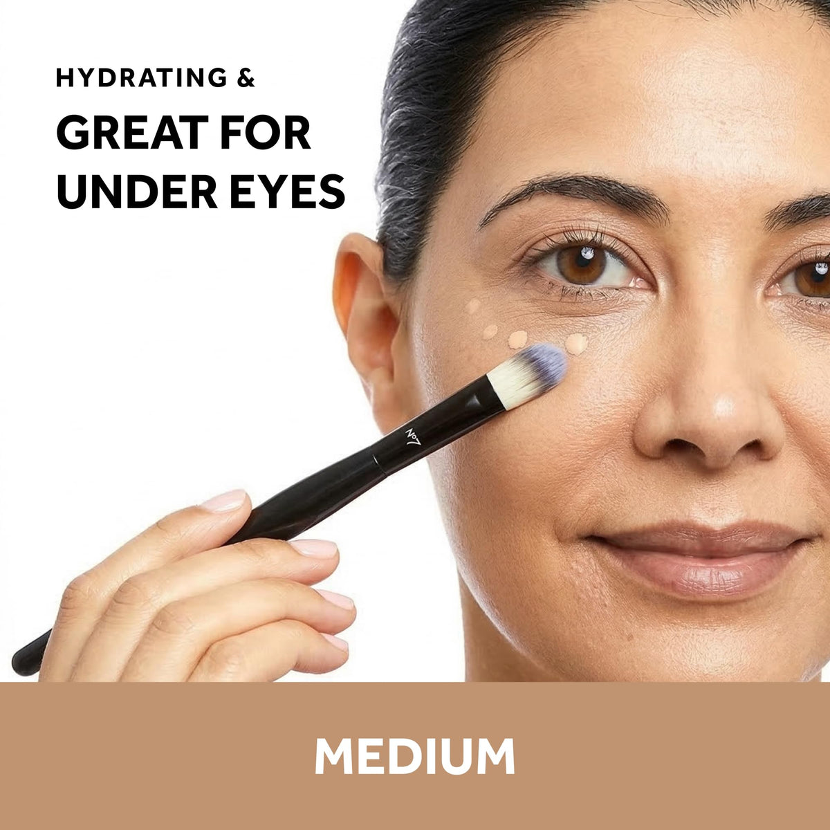 No7 applicator wand with concealer on tip demonstrating smooth application