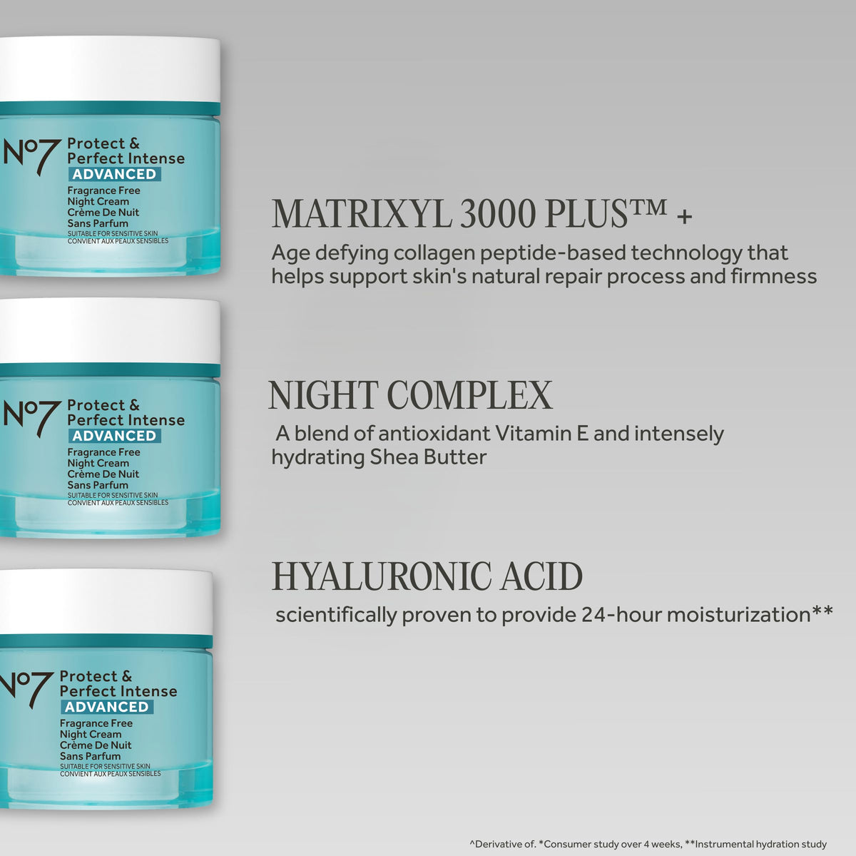 No7 open jar top view revealing peptide-rich pale cream for overnight repair