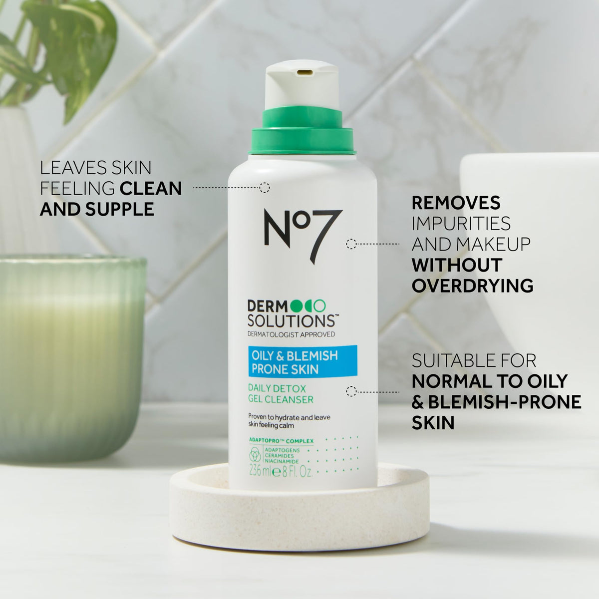 No7 ingredient label showing ceramides and niacinamide for barrier support