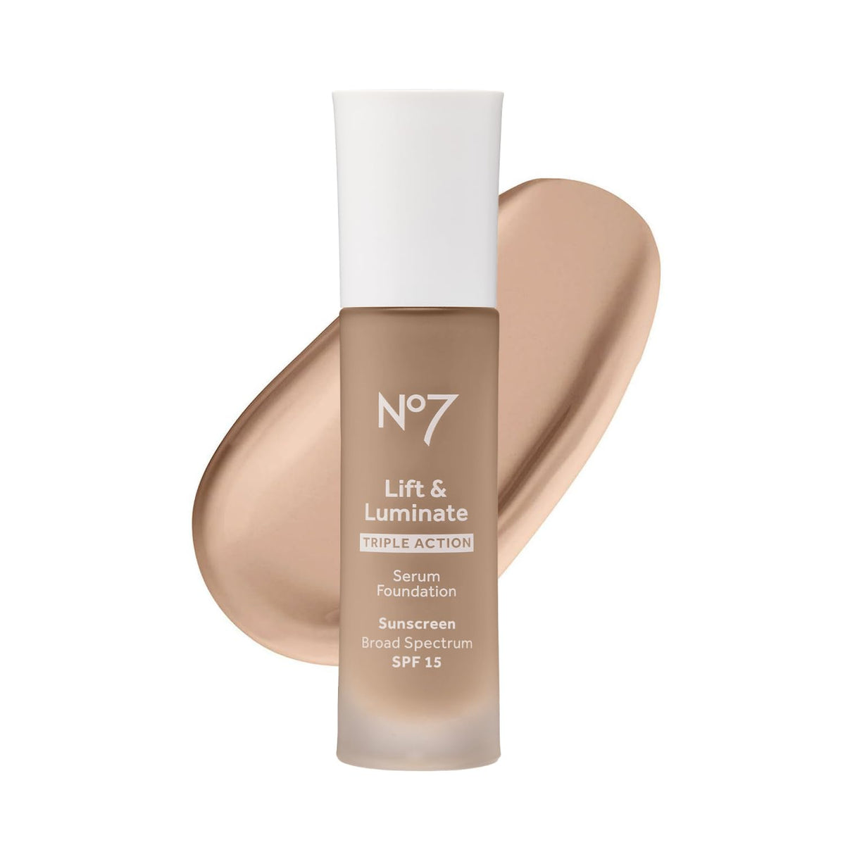 No7 front packaging showing Calico shade and benefits of dewy finish