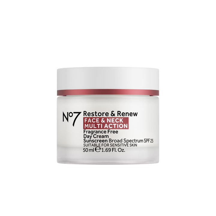 No7 front pack showing label and SPF 25 for visible protection and firming benefit