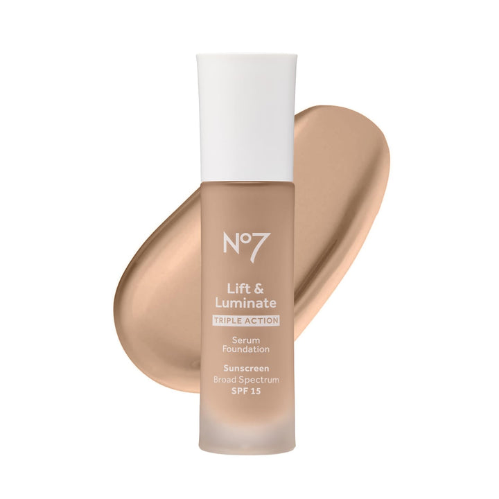 No7 front pump bottle cool ivory showing packaging and easy dispensing benefit