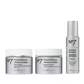 No7 boxed set front view showing all three products and brand clarity, ideal for gifting