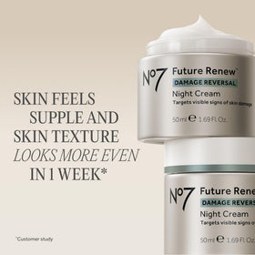 Close-up of No7 cream texture highlighting smooth emollient finish
