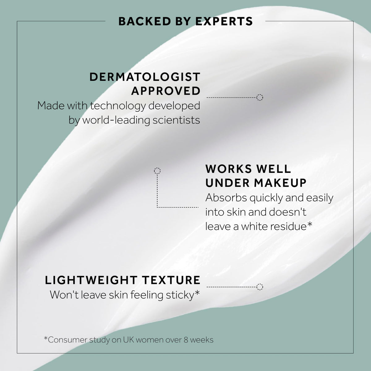 No7 day cream swatch on skin showing smooth finish and SPF protection benefit