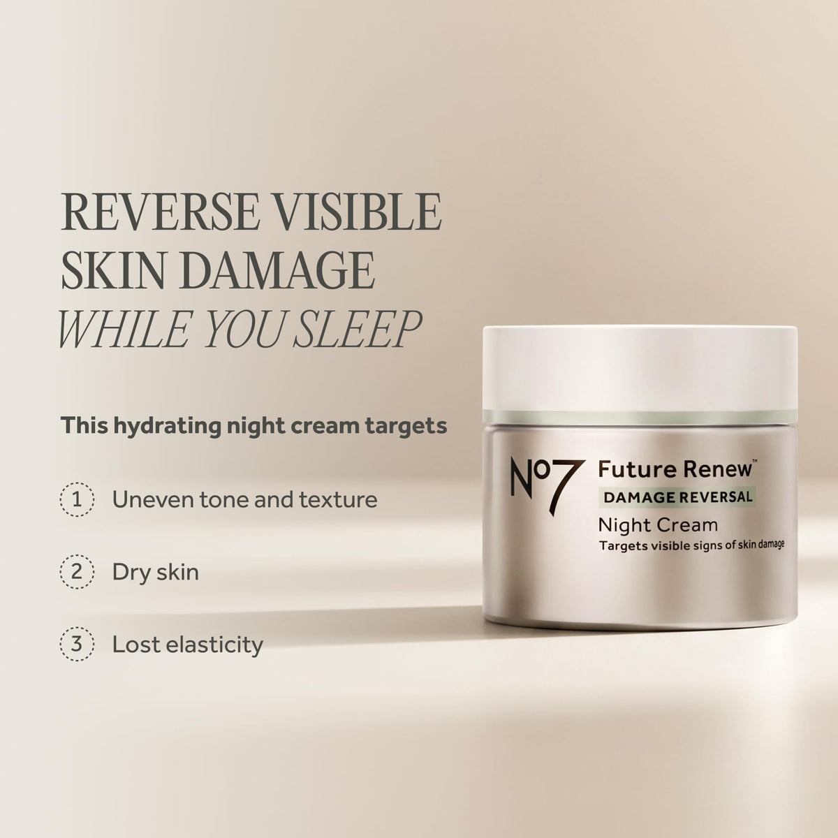 No7 open jar showing creamy texture for rich overnight hydration