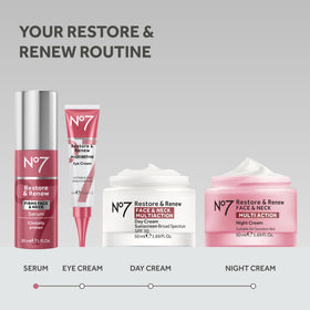 No7 serum displayed on vanity in lifestyle setting implying daily routine benefit