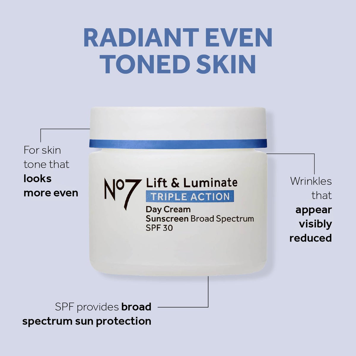 No7 day cream SPF 30 open jar showing smooth cream texture and protective daytime benefit