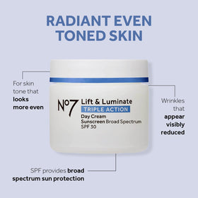 No7 day cream SPF 30 open jar showing smooth cream texture and protective daytime benefit