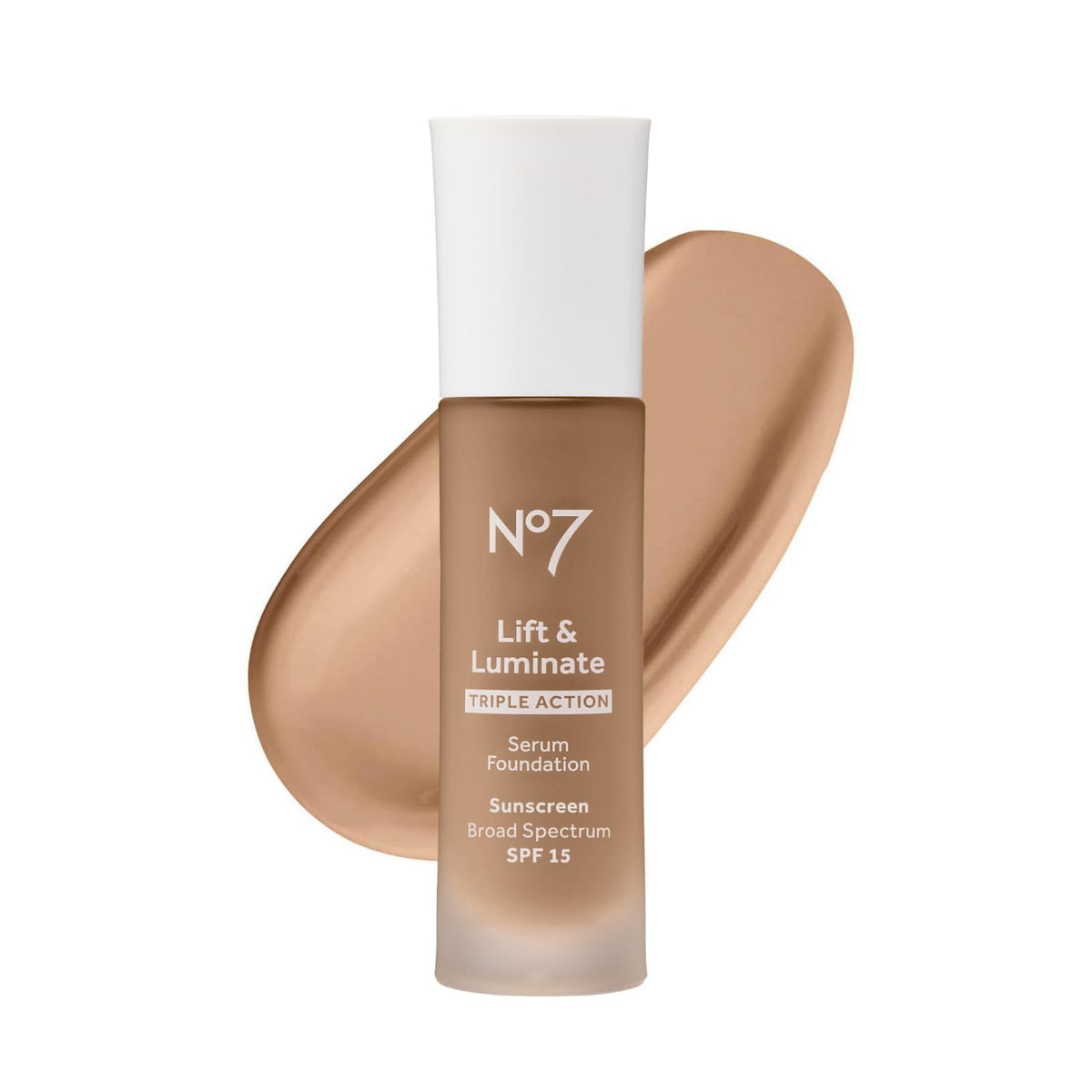 No7 bottle front packaging showing product and shade benefits