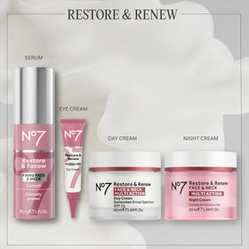 No7 in a morning routine scene conveying SPF protection and simplified skincare