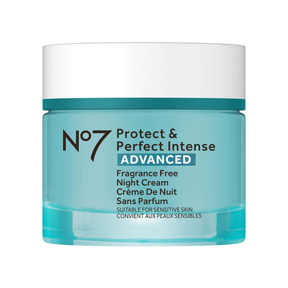 No7 front packaging showing brand and fragrance-free night cream benefits