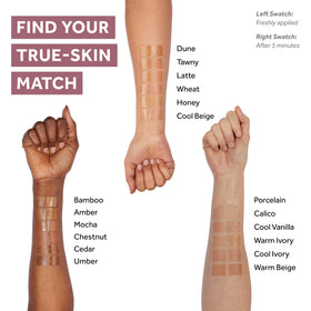 No7 foundation applied with a sponge demonstrating buildable coverage and even blending benefit