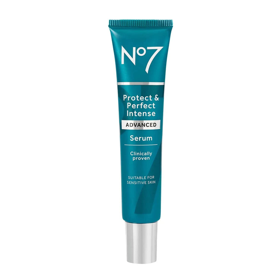 No7 front packaging showing bottle and branding with clear anti-aging message