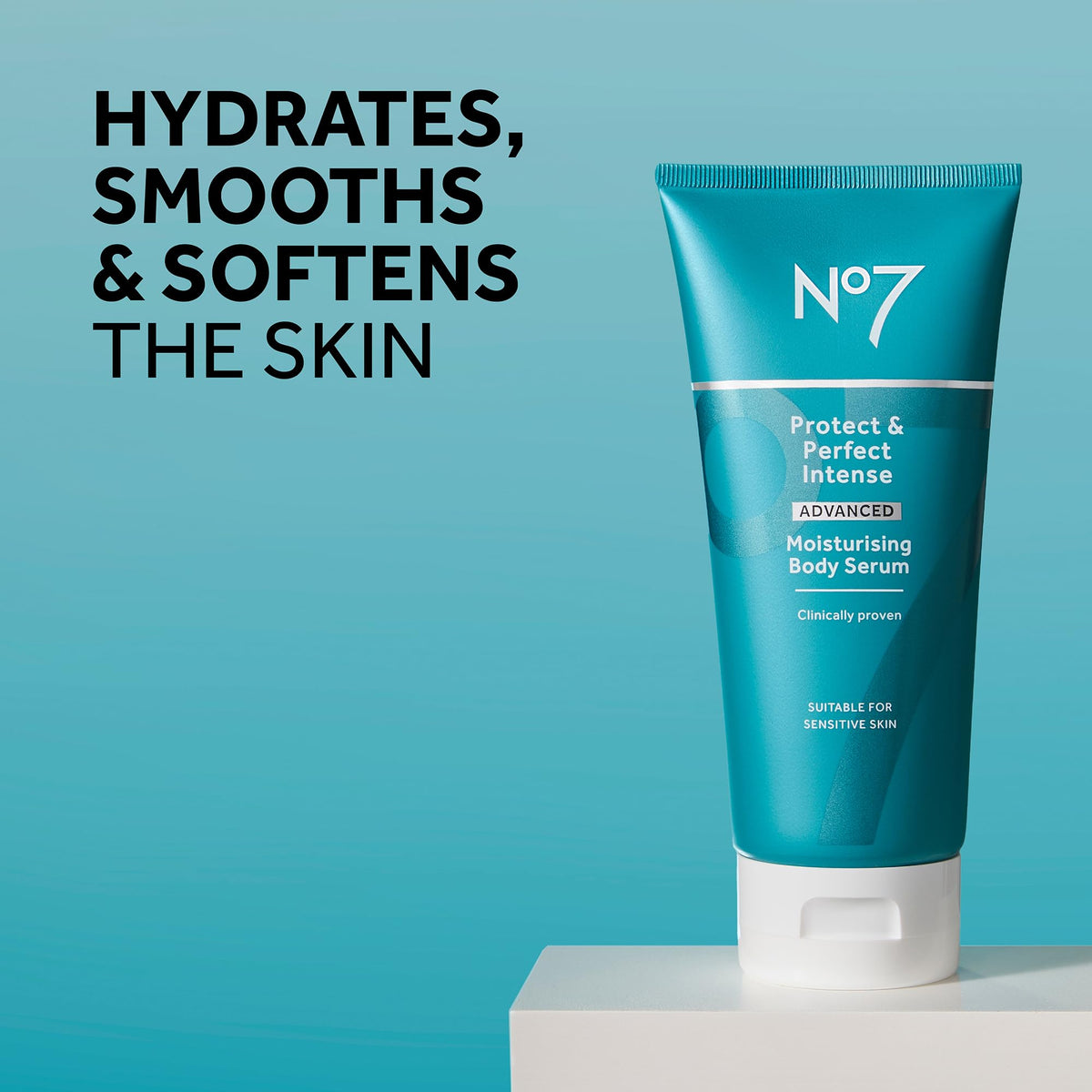 No7 pump dispensing serum texture highlighting quick absorption benefit