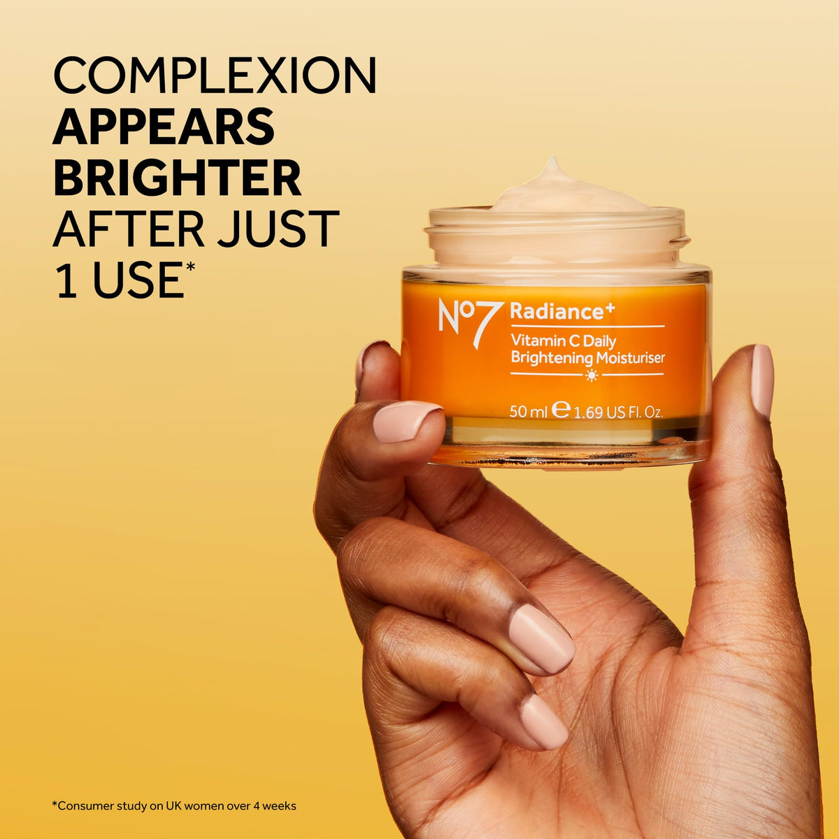 No7 ingredients sheet highlighting vitamin C benefit for brighter skin