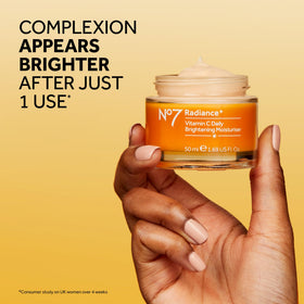 No7 ingredients sheet highlighting vitamin C benefit for brighter skin
