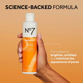 No7 texture pour showing clear toner fluid, highlights lightweight hydrating finish