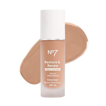 No7 front bottle view showing Warm Beige foundation and pump for easy application
