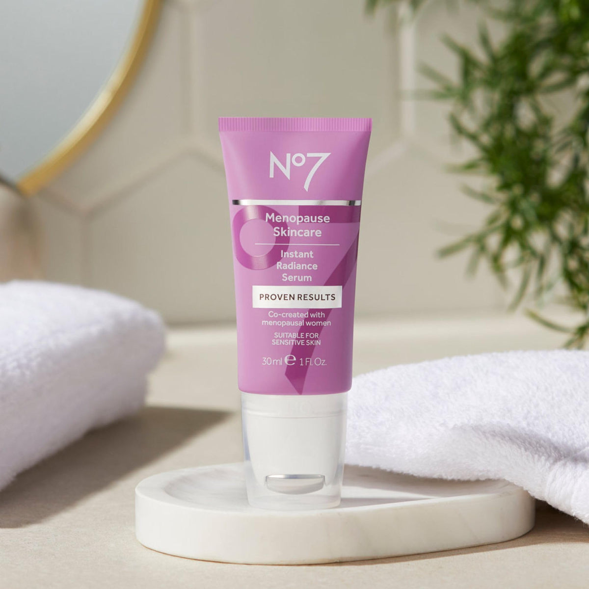 No7 after-application close-up showing dewy glow and improved skin radiance