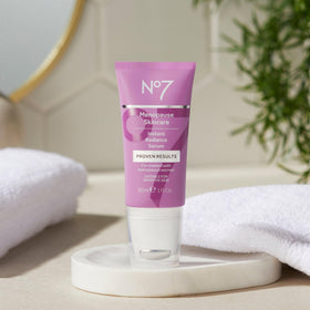 No7 after-application close-up showing dewy glow and improved skin radiance