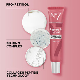 No7 applying serum to face and neck for firmer-looking skin