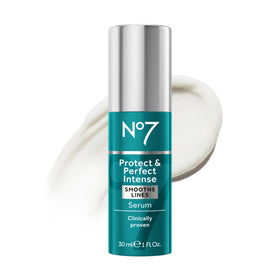 No7 front bottle view showing product and benefit of visible smoothing