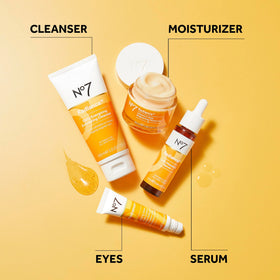 No7 serum droplet on skin illustrating quick absorption and glow