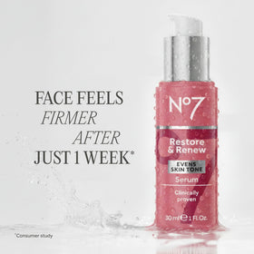No7 serum texture close-up showing lightweight hydration and smooth finish