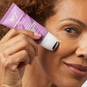 No7 serum texture on hand highlighting lightweight hydration and quick absorption