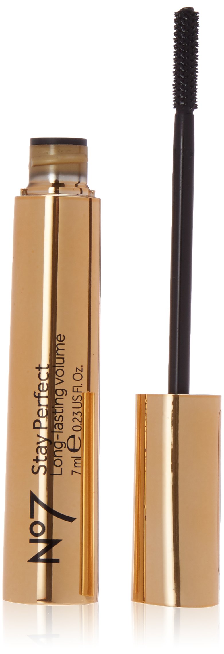No7 mascara front packaging showing tube and brush for long-wear definition