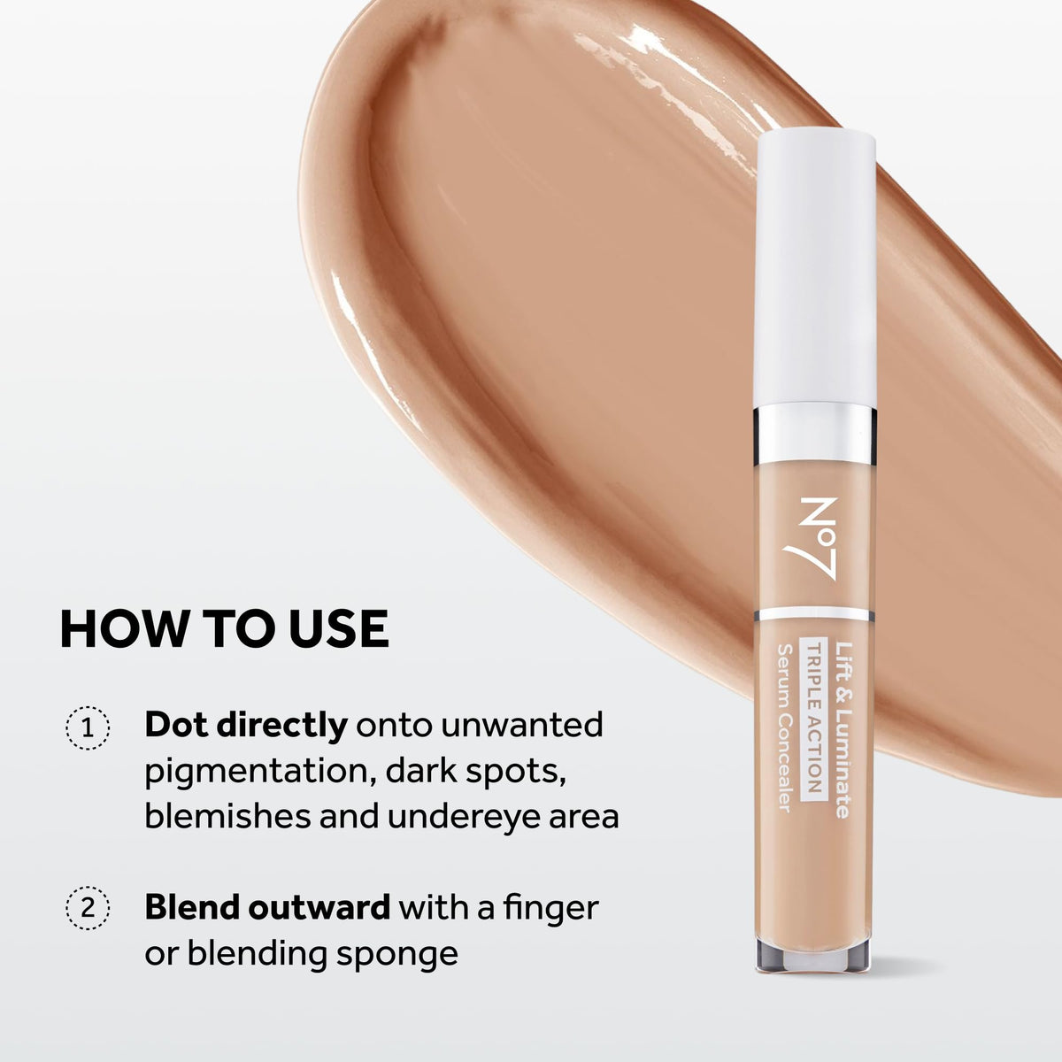 No7 swatches on arm illustrating shade Light and buildable coverage