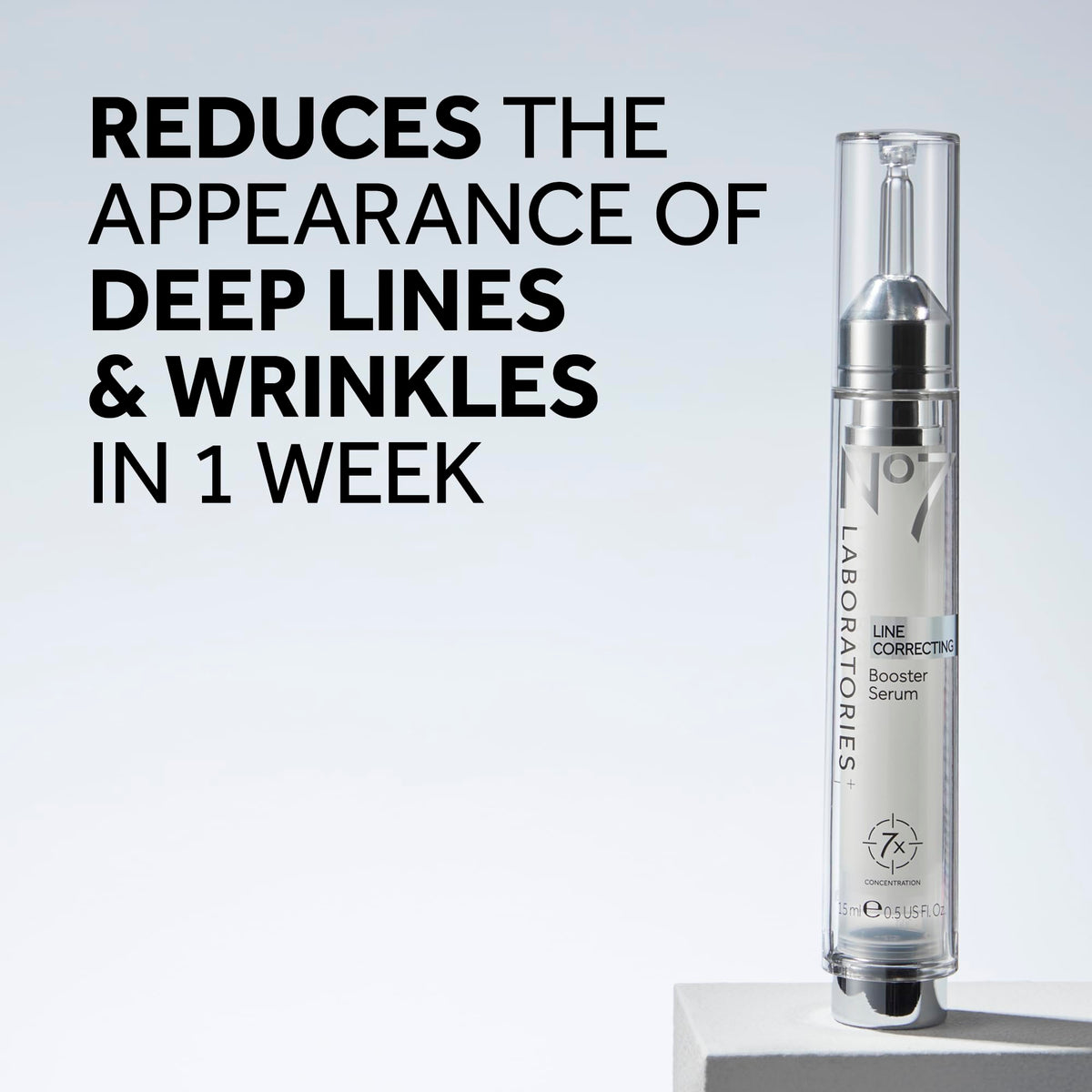 No7 texture close-up of serum drop, highlights lightweight smoothing benefit