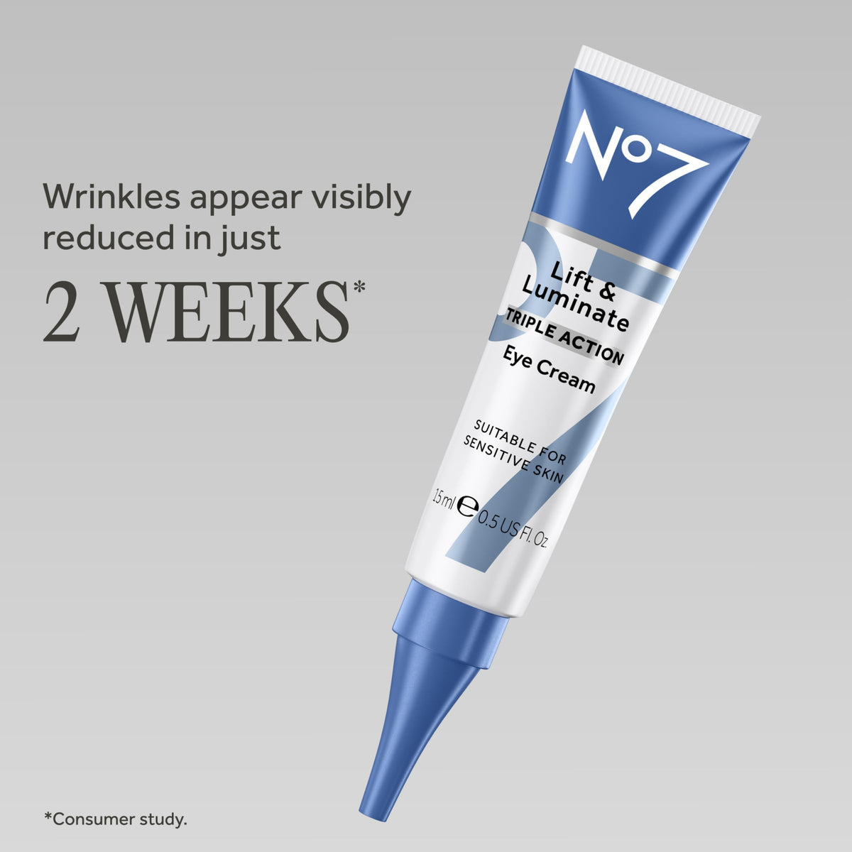 No7 under eye cream texture on fingertip, showing lightweight hydration benefit