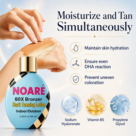 Noaré label ingredients highlighted showing DHA and erythrulose for deeper tan