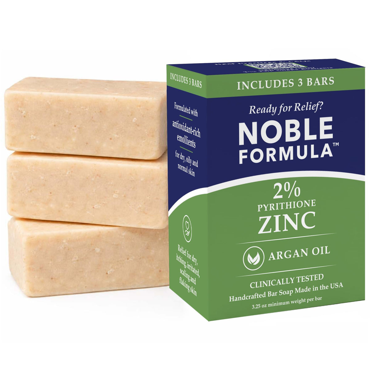 Noble Formula front packaging showing three boxed bars and product benefit