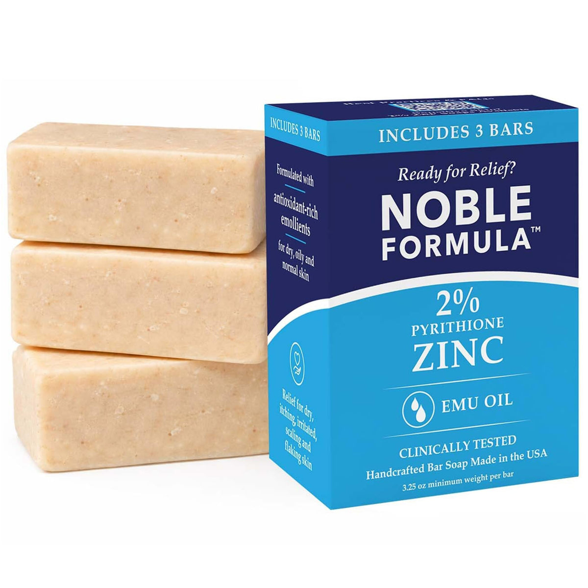 Noble Formula front packaging showing three bars and product name benefits