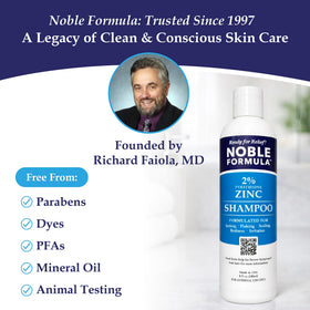Noble Formula scalp application demonstration showing targeted use to help reduce visible flakes