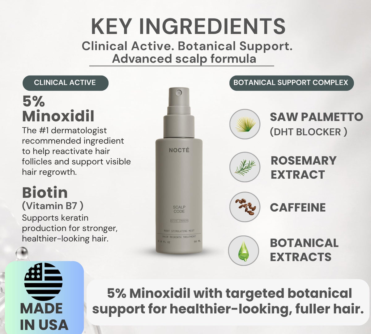 NOCTE application on scalp targeting thinning crown for focused treatment