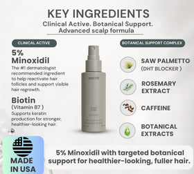 NOCTE application on scalp targeting thinning crown for focused treatment