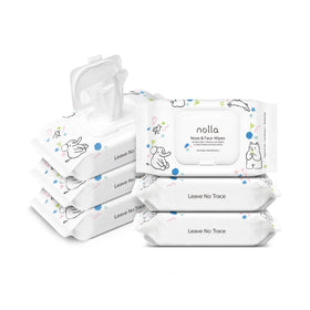 Nolla front packaging showing six 30-count packs and compostable benefit