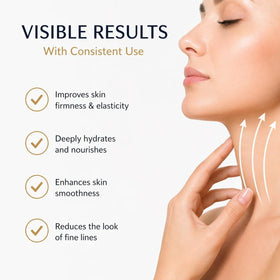 Noni Energy used on model’s face and neck showing firmer-looking skin