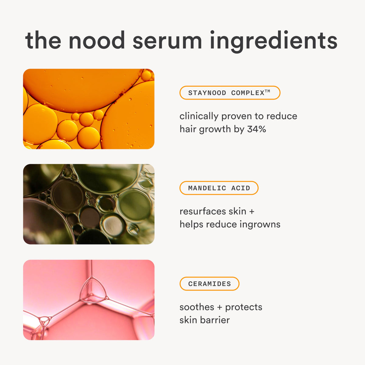Nood serum texture drop demonstrating lightweight feel and easy spreadability